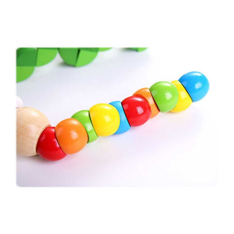 Colorful Wooden Worm Puzzle Toy for Fine Motor Skills
