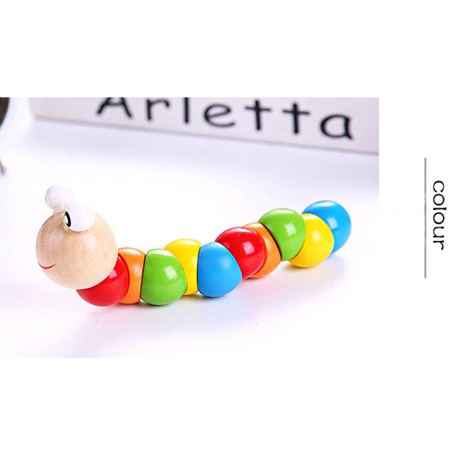 Colorful Wooden Worm Puzzle Toy for Fine Motor Skills