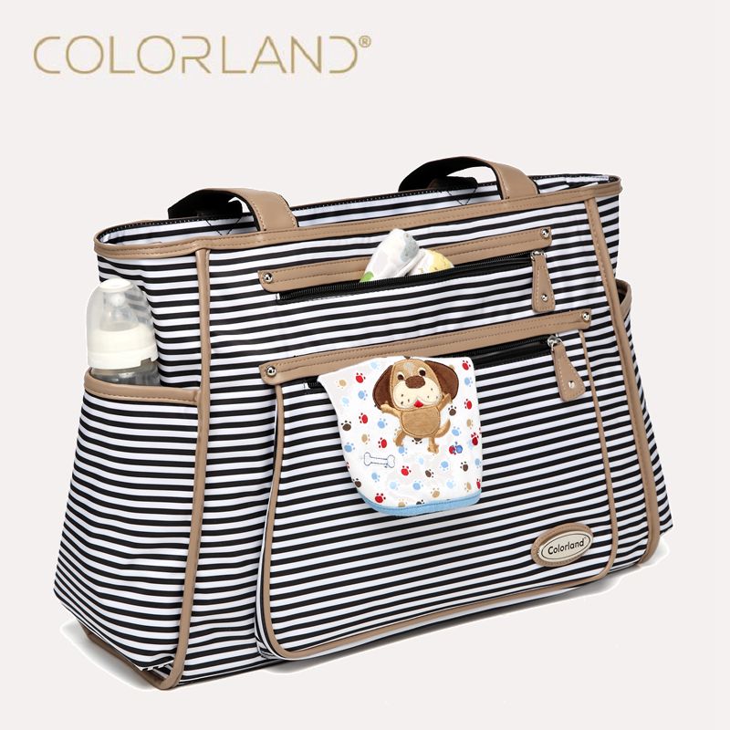 Striped Diaper Bag Organizer With Spacious Storage
