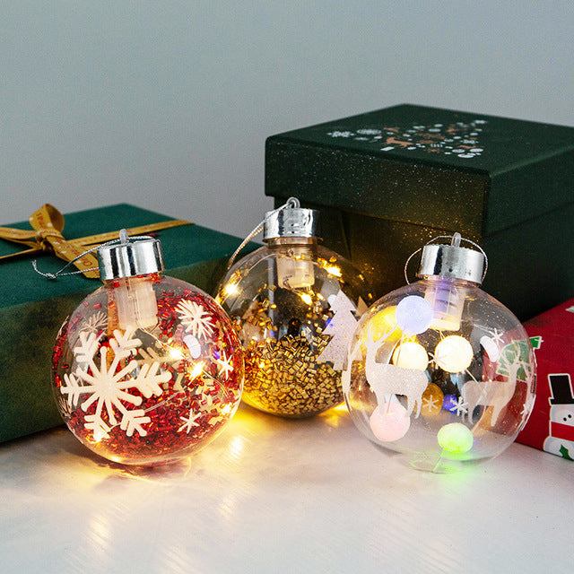 LED Transparent Christmas Ball Ornaments With Warm Glow