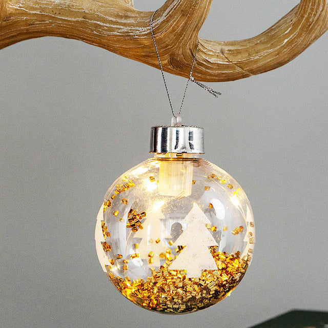 LED Transparent Christmas Ball Ornaments With Warm Glow