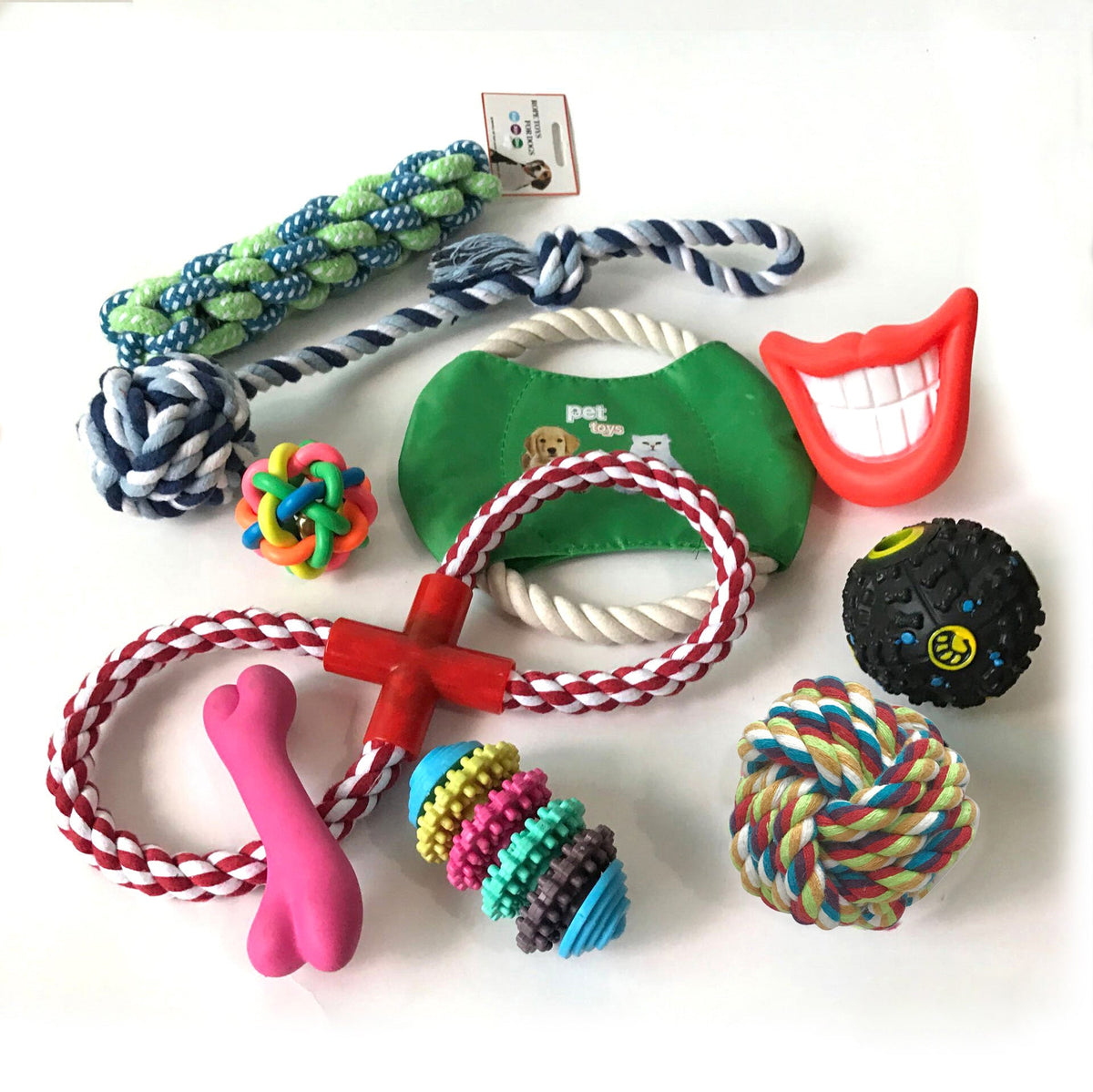 Dog Toy Set for Chewing, Tugging & Daily Dental Play