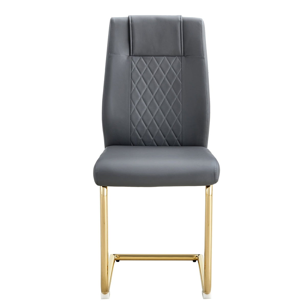 Gray Faux Leather Dining Chair with Gold Metal Legs