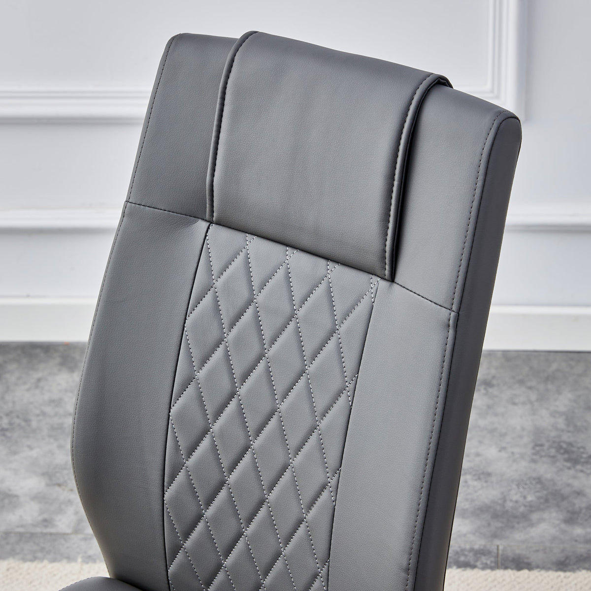 Gray Faux Leather Dining Chair with Gold Metal Legs