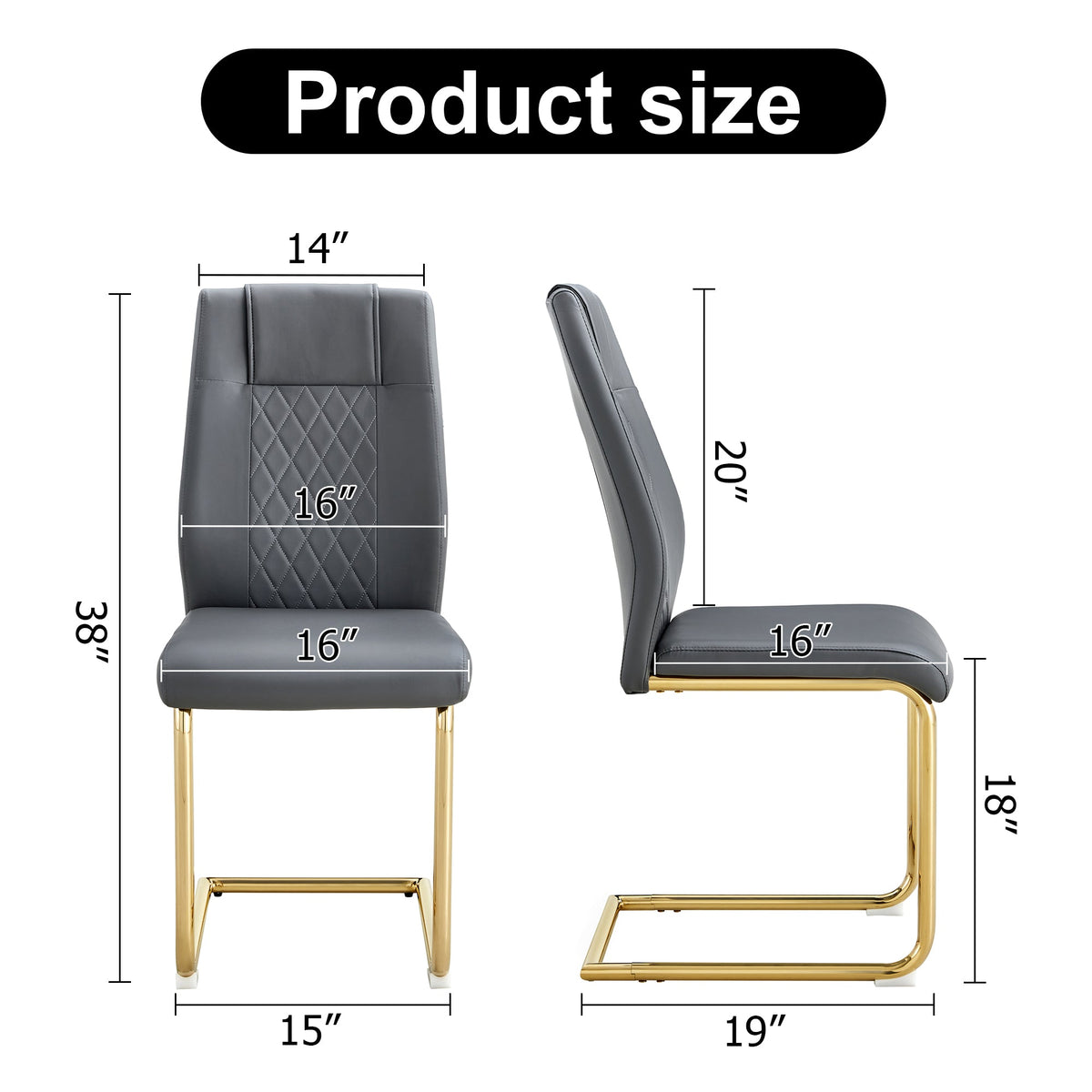 Gray Faux Leather Dining Chair with Gold Metal Legs