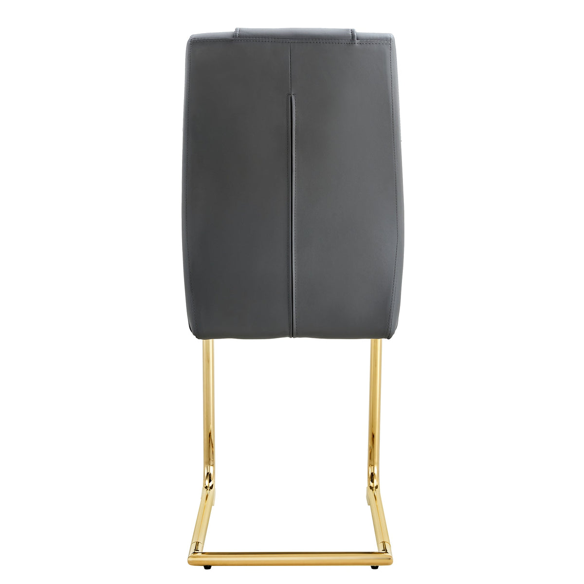 Gray Faux Leather Dining Chair with Gold Metal Legs