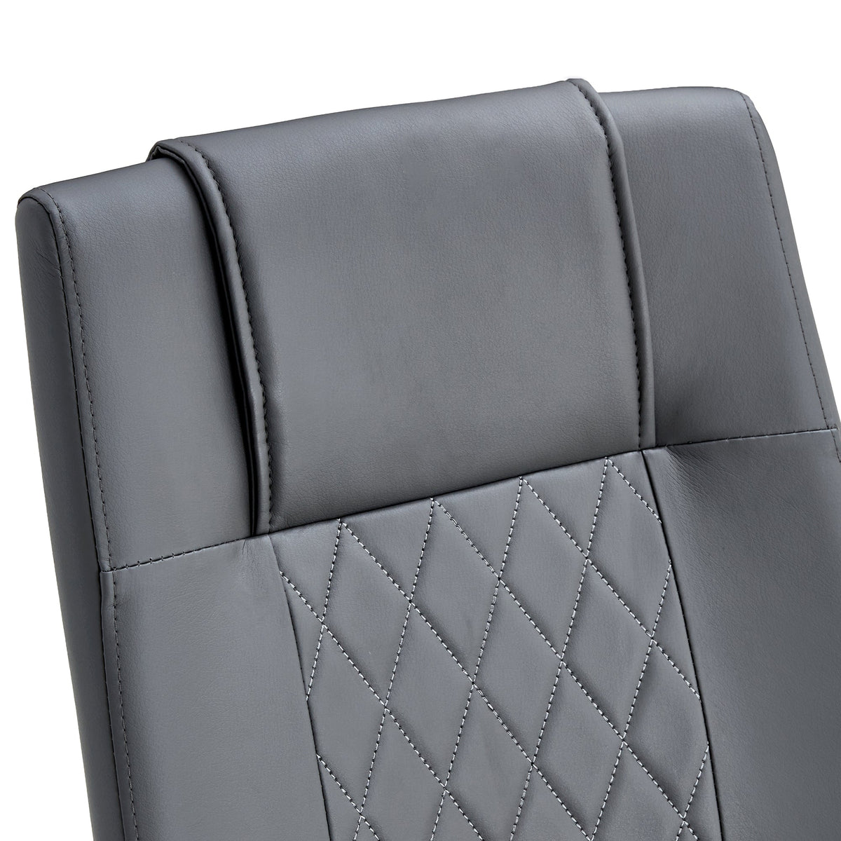 Gray Faux Leather Dining Chair with Gold Metal Legs