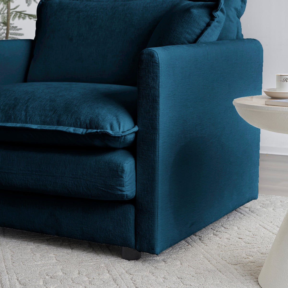 Navy Chenille Reading Armchair for Cozy Living Rooms