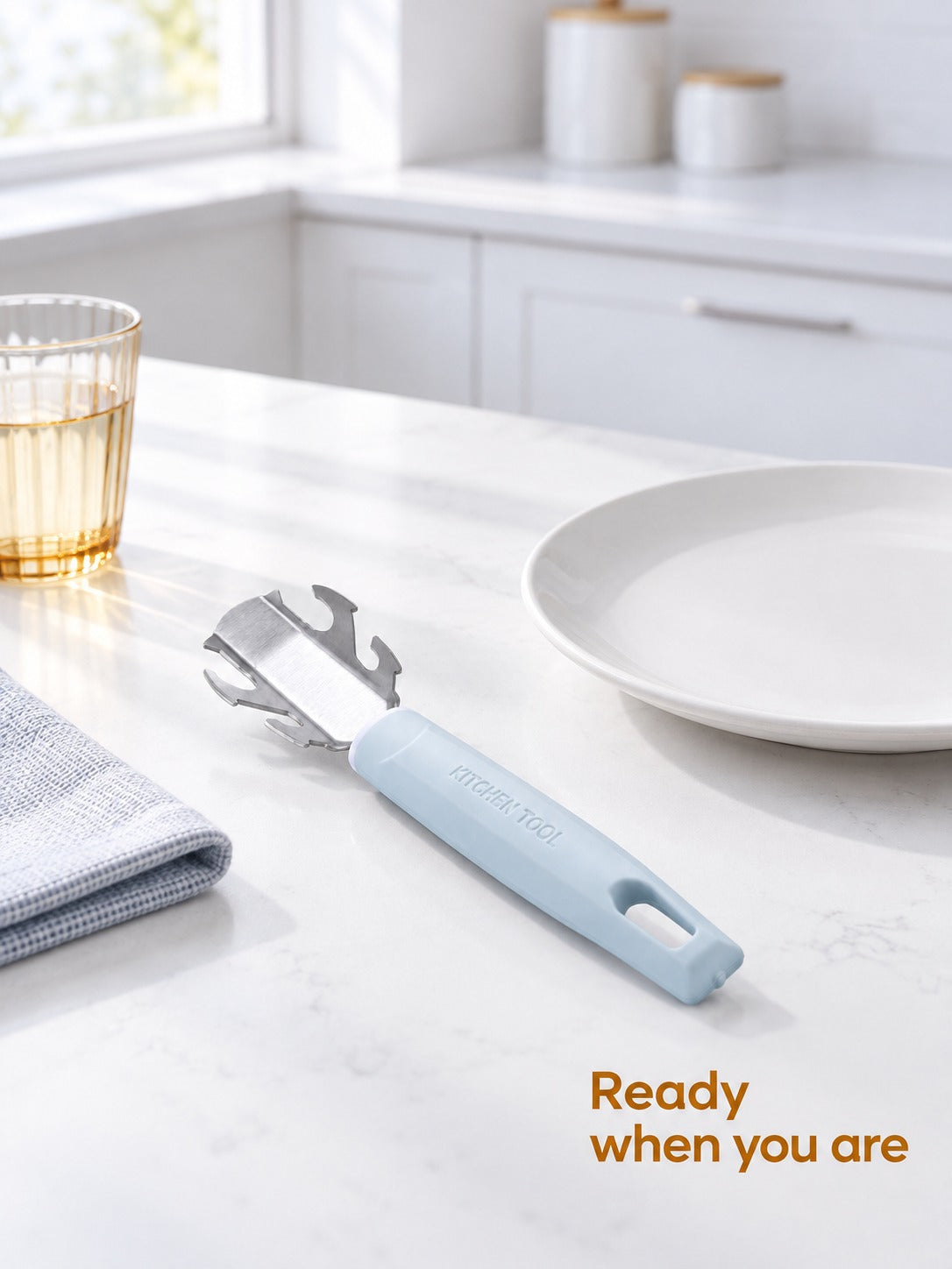 Compact Stainless Steel Can Opener in Nordic Colors