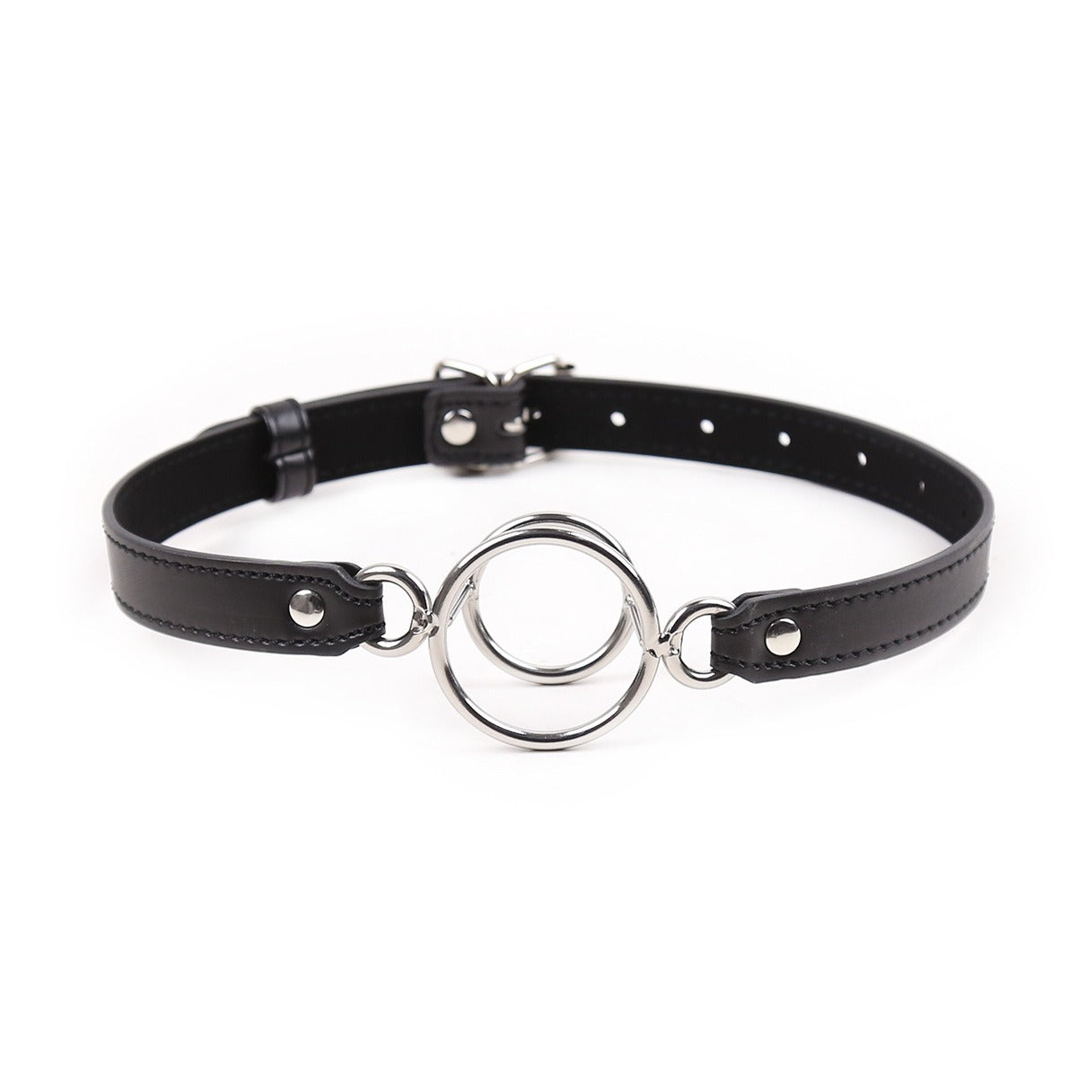 Double-Ring BDSM Mouth Ball Gag With Adjustable Strap