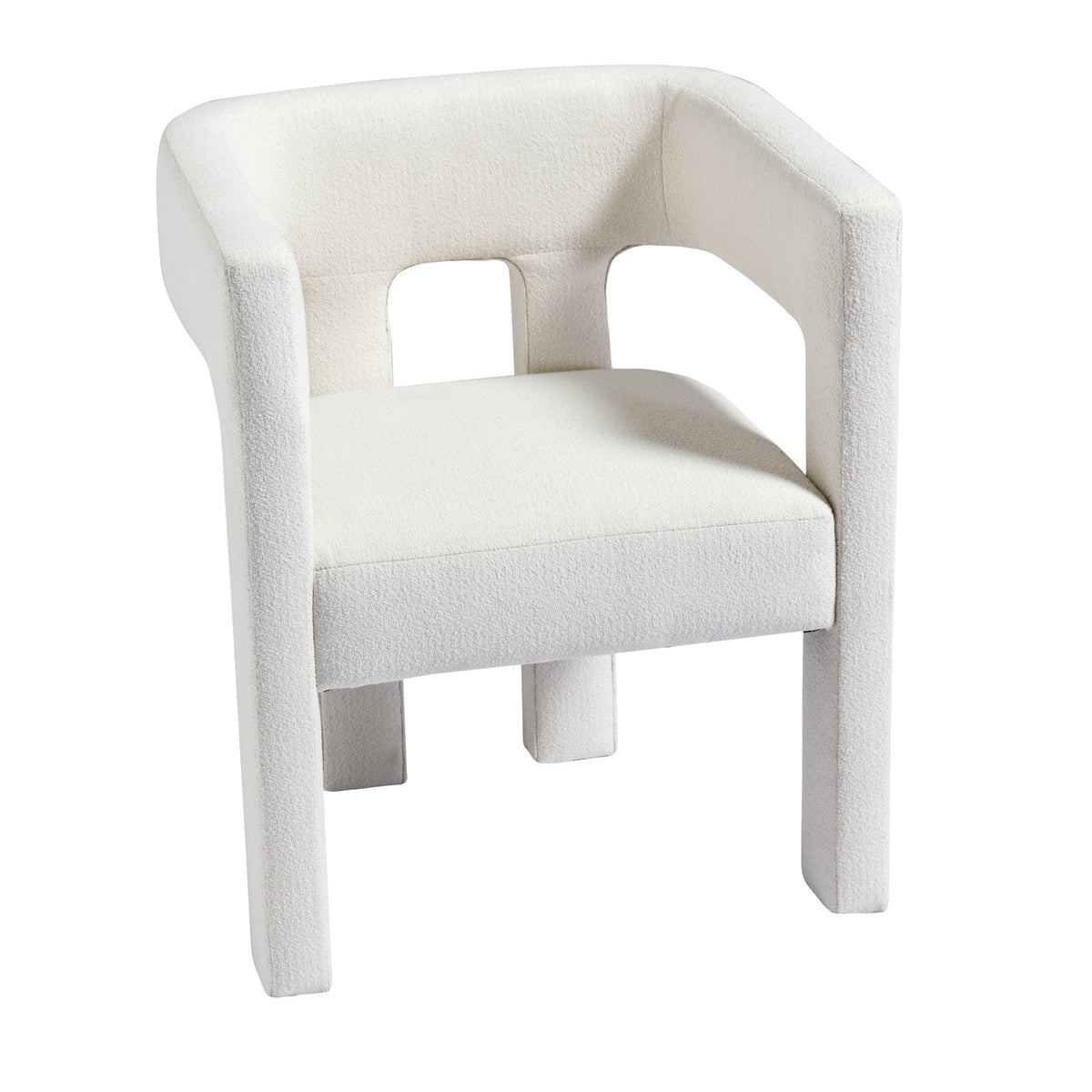 Sculptural Cream Boucle Accent Chair for Living Rooms