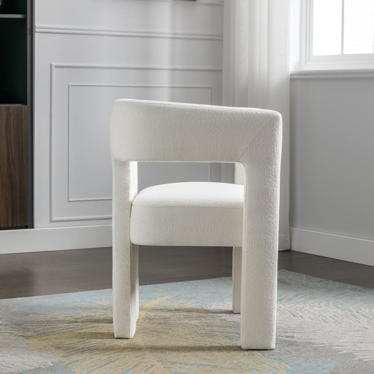 Sculptural Cream Boucle Accent Chair for Living Rooms