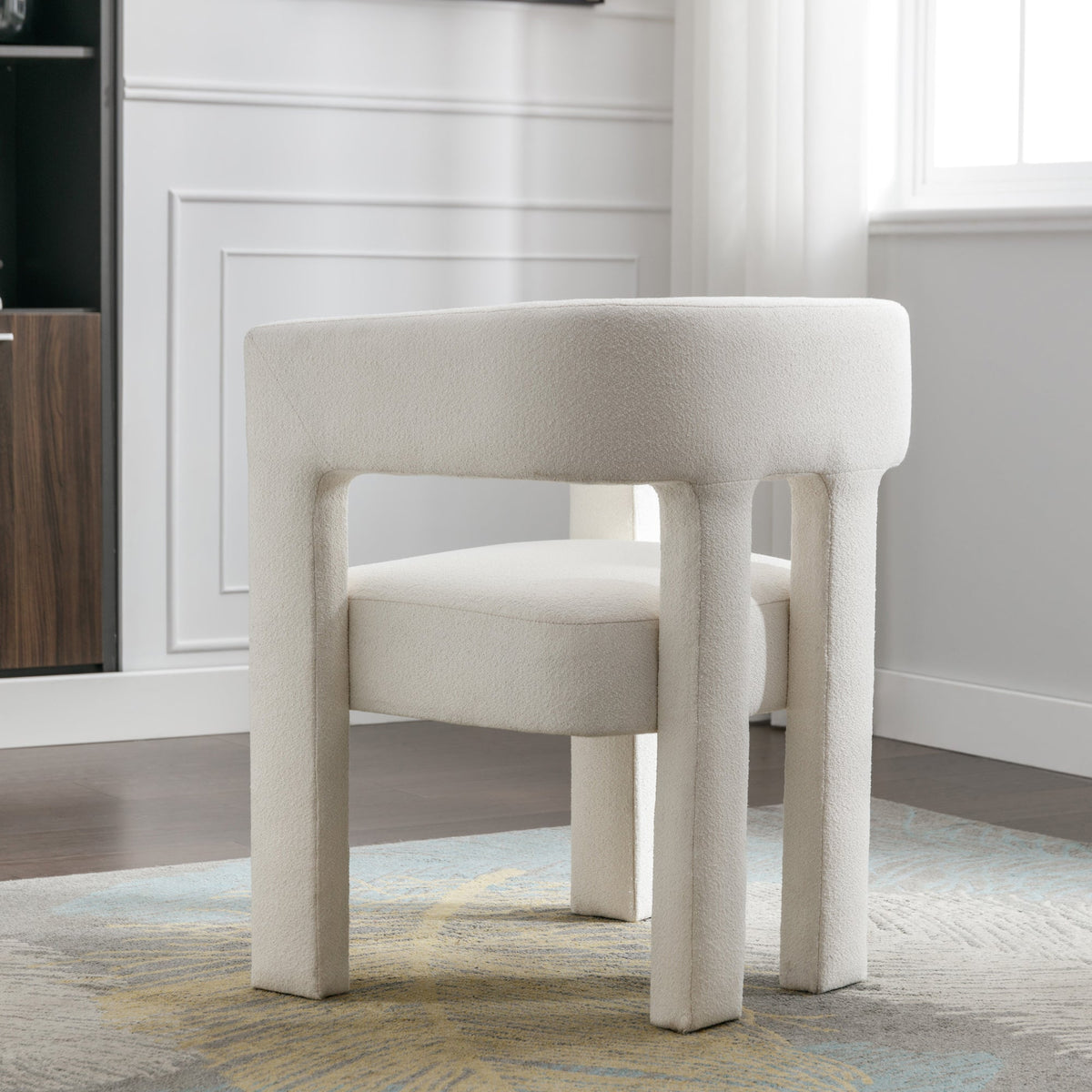 Sculptural Cream Boucle Accent Chair for Living Rooms
