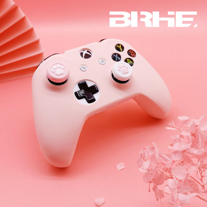 Pink Silicone Xbox Controller Cover with Paw-Print Caps