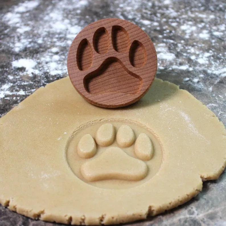 Wooden Cookie Stamp Mold with Animal & Plant Designs