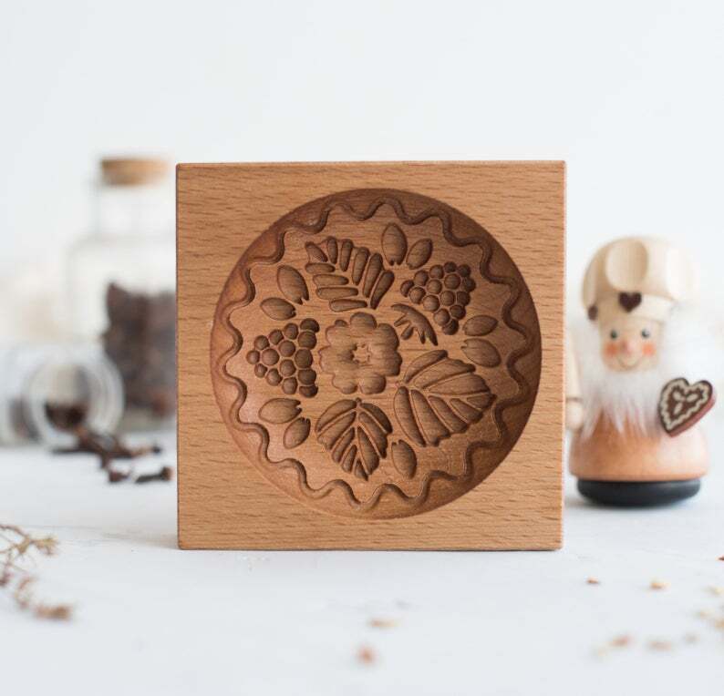 Beech Wood Cookie Mold for Shortbread and Gingerbread