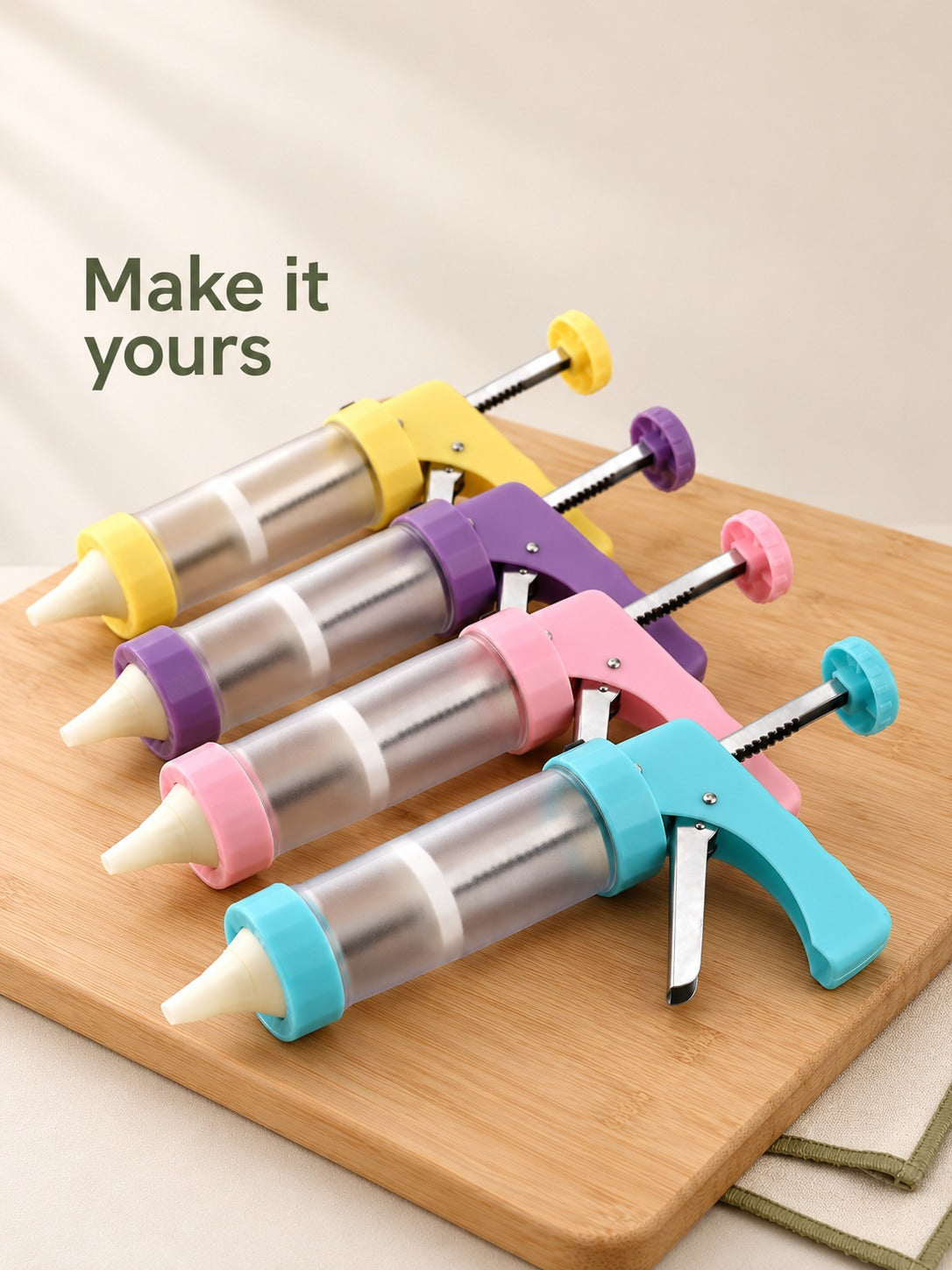 Cookie Press Piping Gun Set with 16 Discs & Nozzles