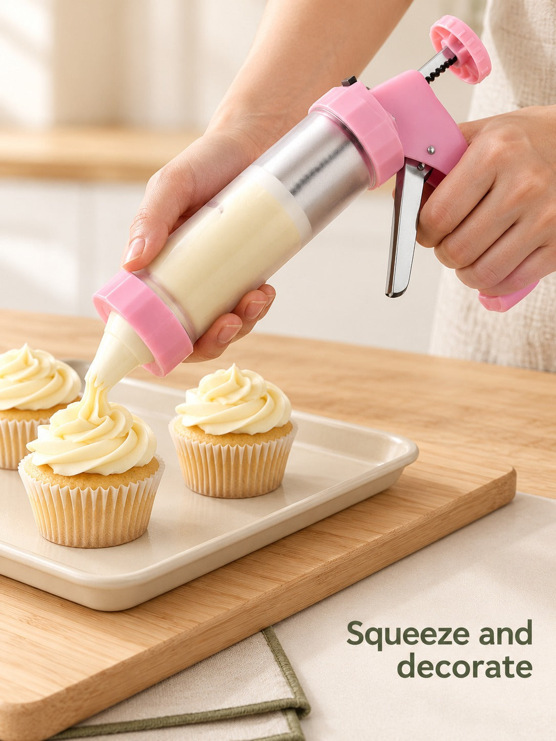 Cookie Press Piping Gun Set with 16 Discs & Nozzles