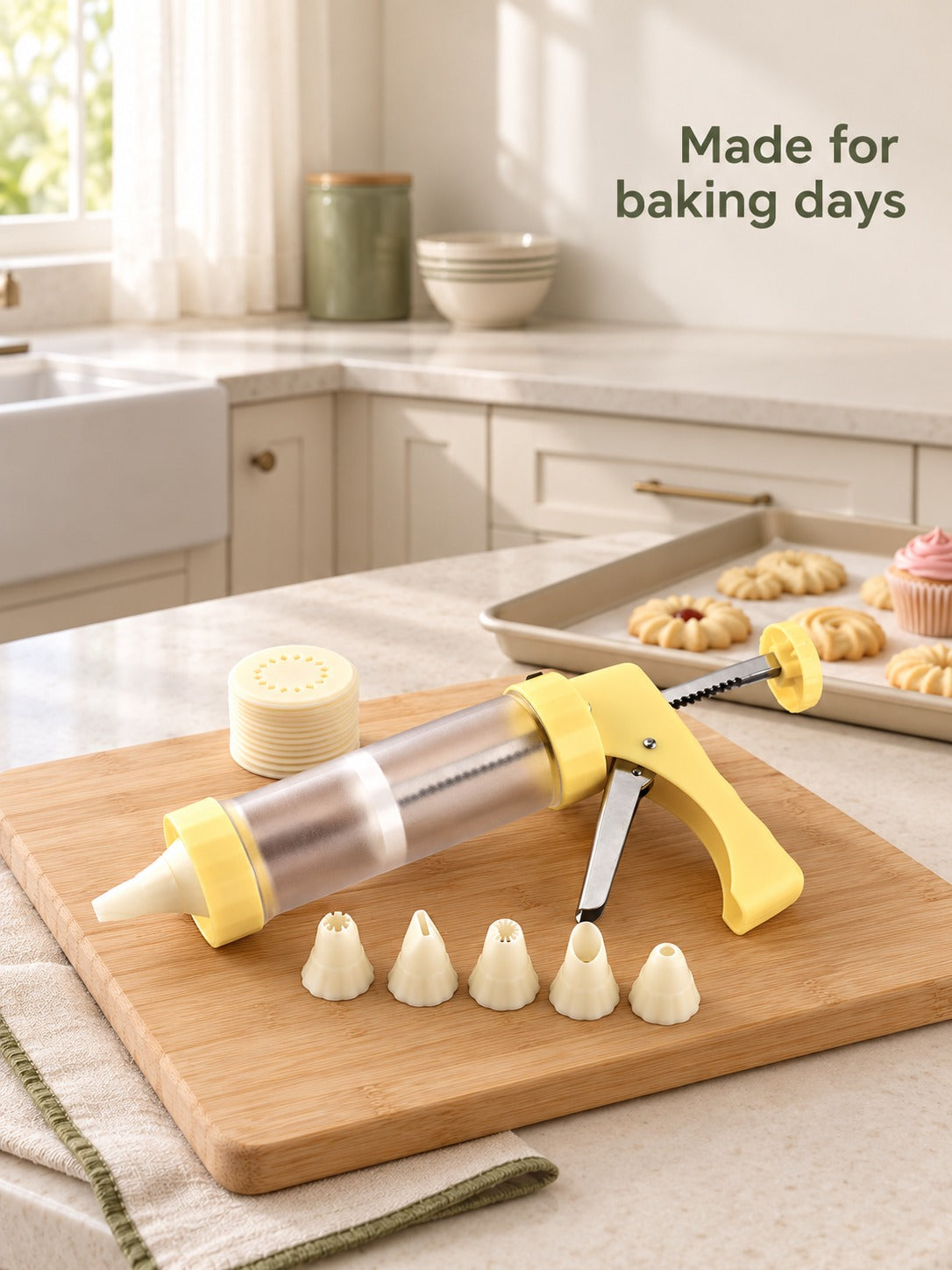 Cookie Press Piping Gun Set with 16 Discs & Nozzles
