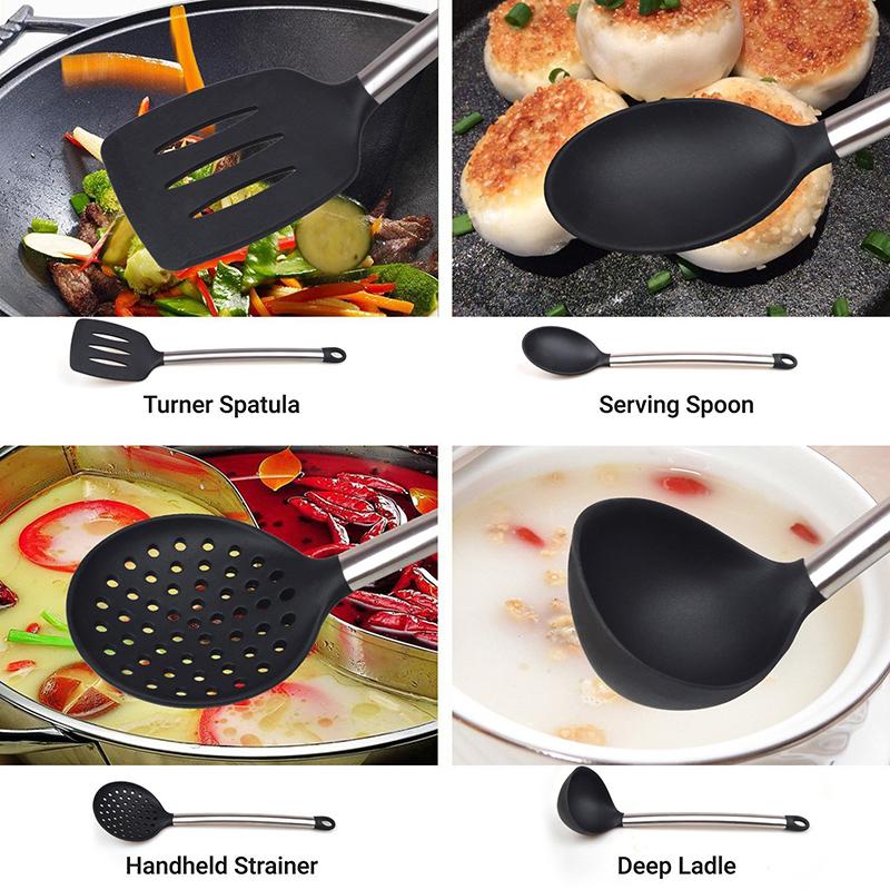 Silicone Cooking Utensil Set That Spares Non-Stick Pans