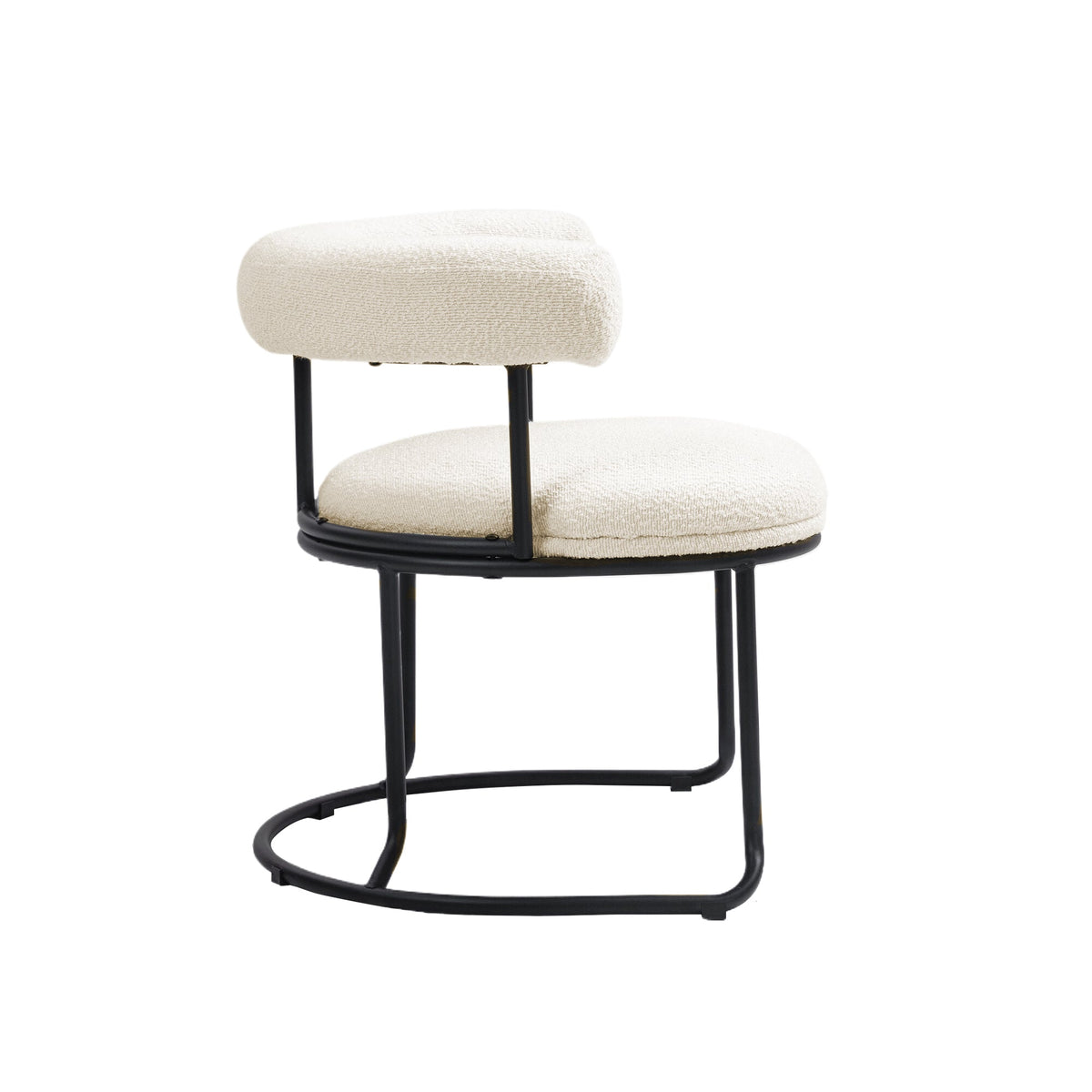 Boucle Dining Chairs Set of 2, Sculptural Curved Backrest