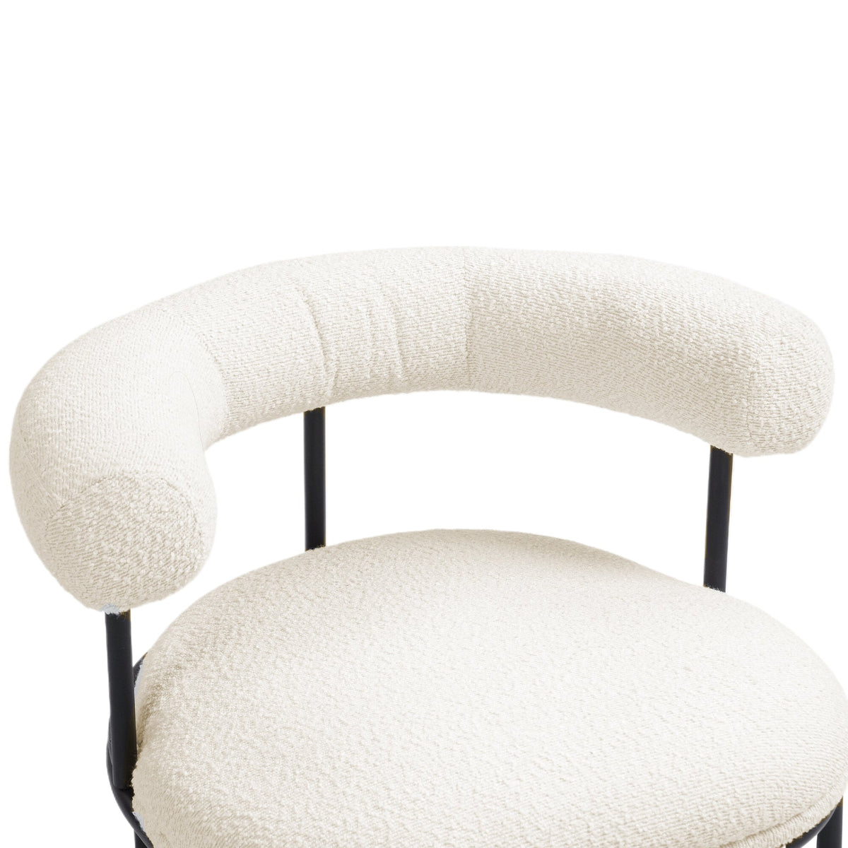 Boucle Dining Chairs Set of 2, Sculptural Curved Backrest