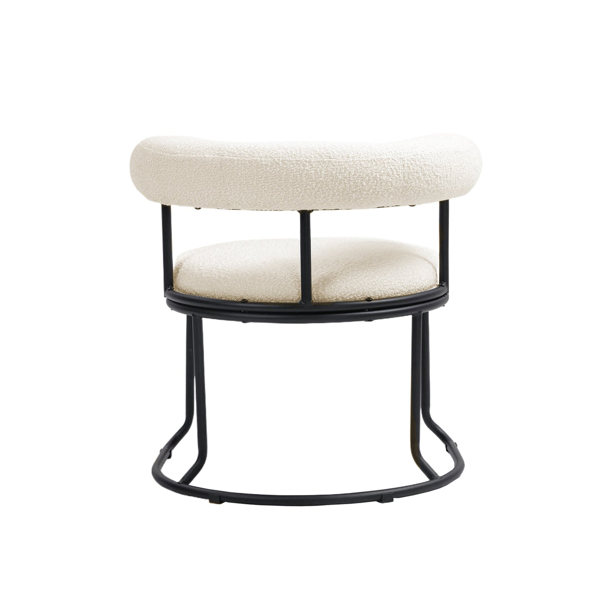 Boucle Dining Chairs Set of 2, Sculptural Curved Backrest