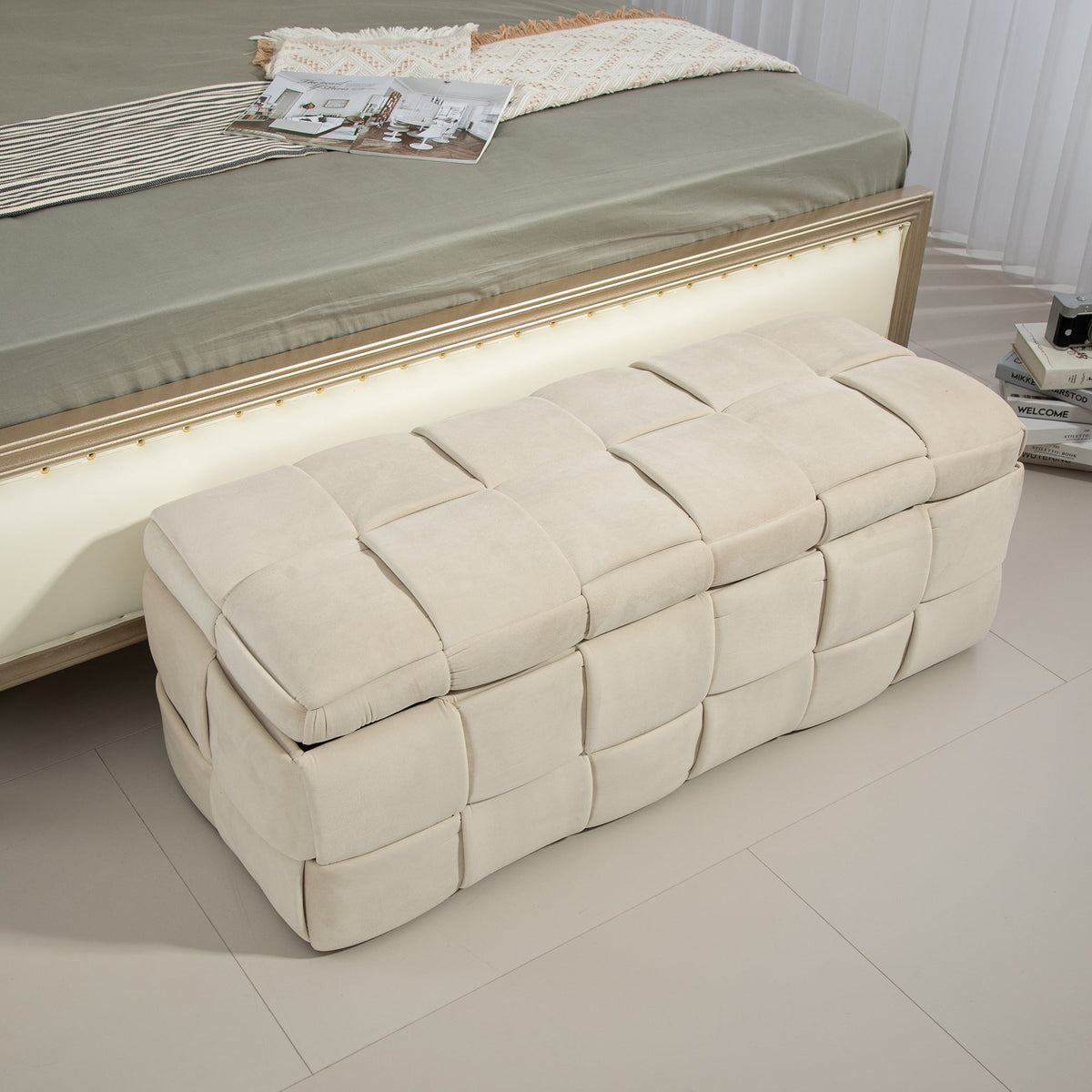 Storage Ottoman Bench: Hidden Bedding Storage and Seating