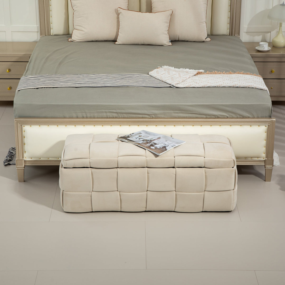 Storage Ottoman Bench: Hidden Bedding Storage and Seating