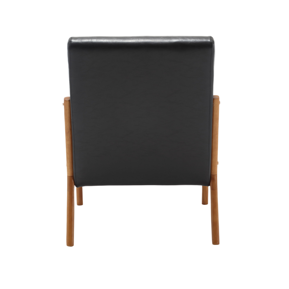 Black Faux Leather Accent Armchair with Lumbar Pillow