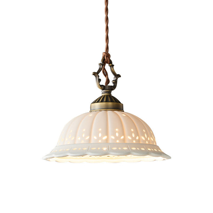 Copper Bedside Pendant Light, Ceramic Vintage Lamp