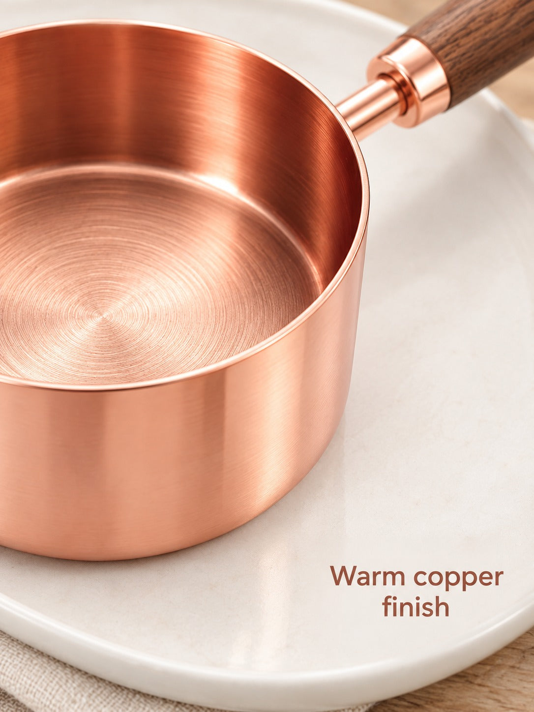 Copper Measuring Cups and Spoons with Walnut Handles