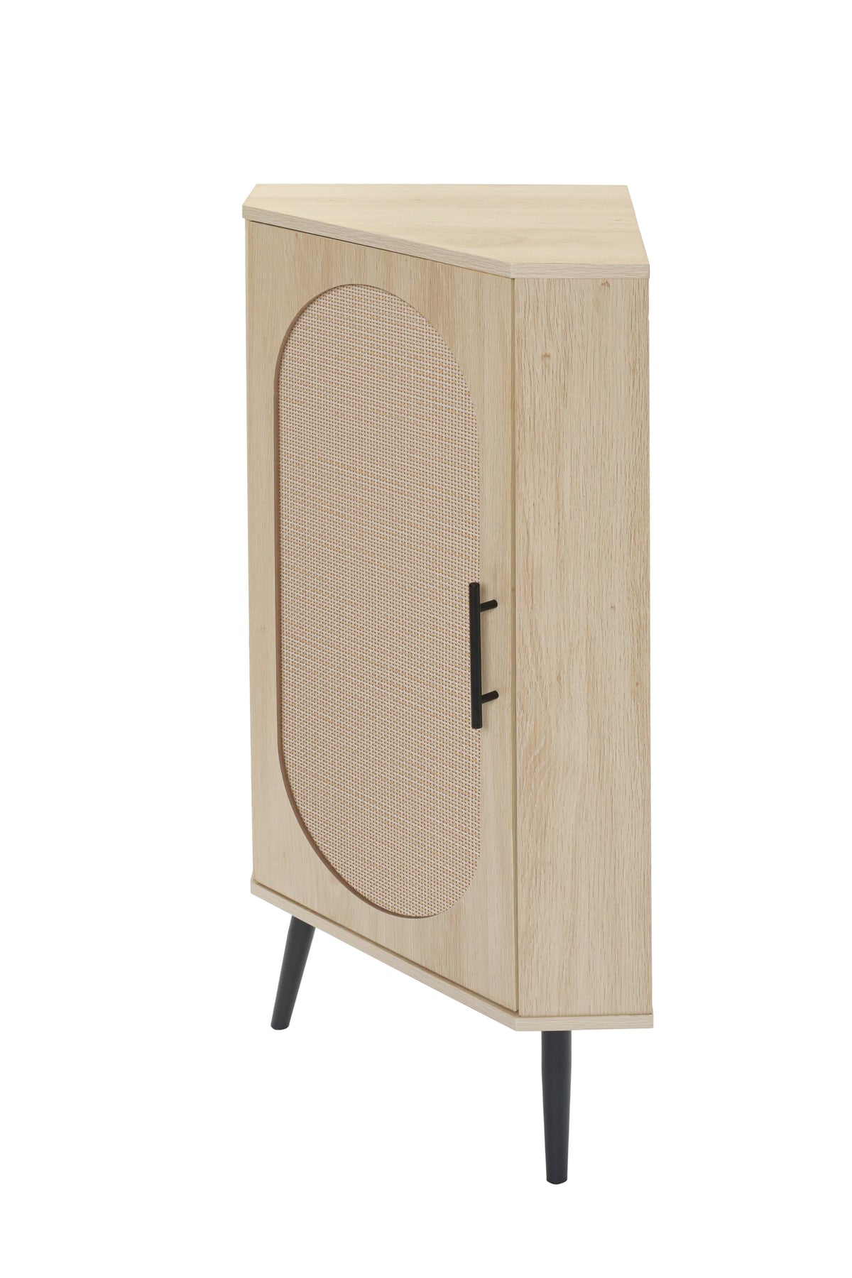 Corner Cabinet with Rattan-Style Door for Small Spaces