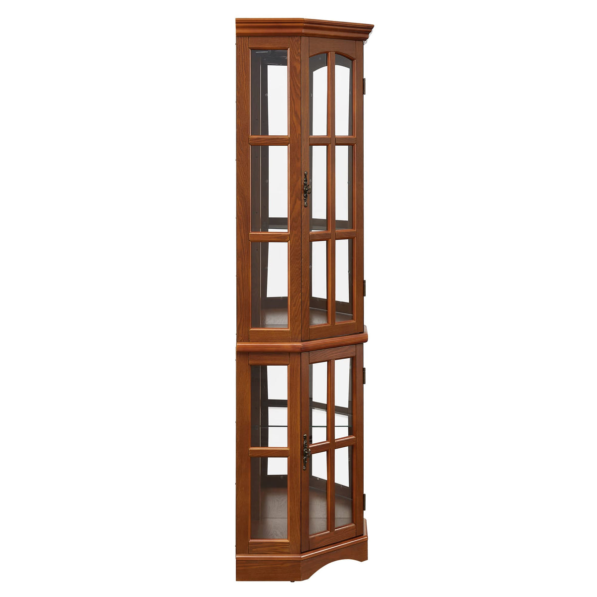 Corner Curio Cabinet with LED Lighting and 5 Shelves