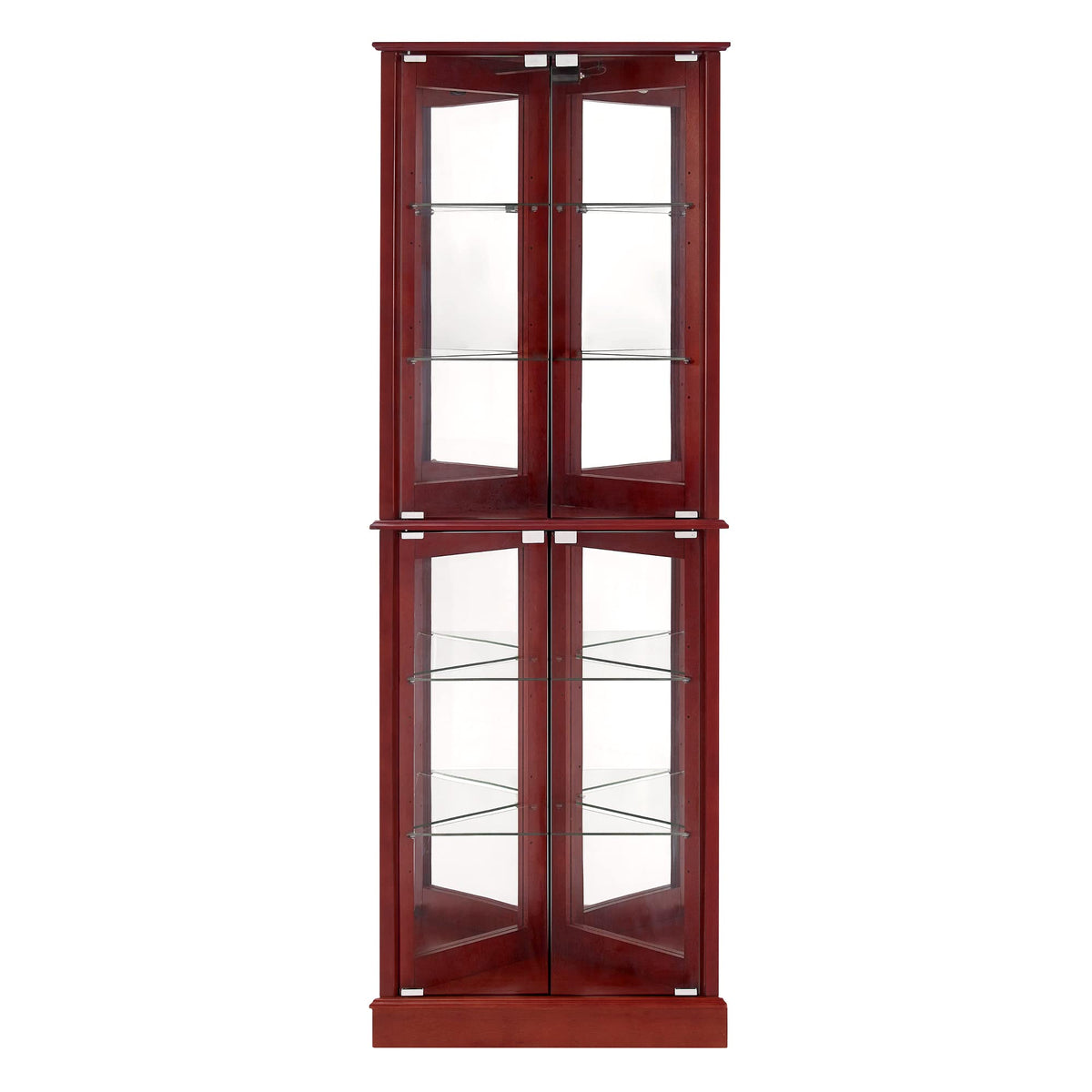 Lighted Corner Curio Cabinet, Cherry, Mirrored Back