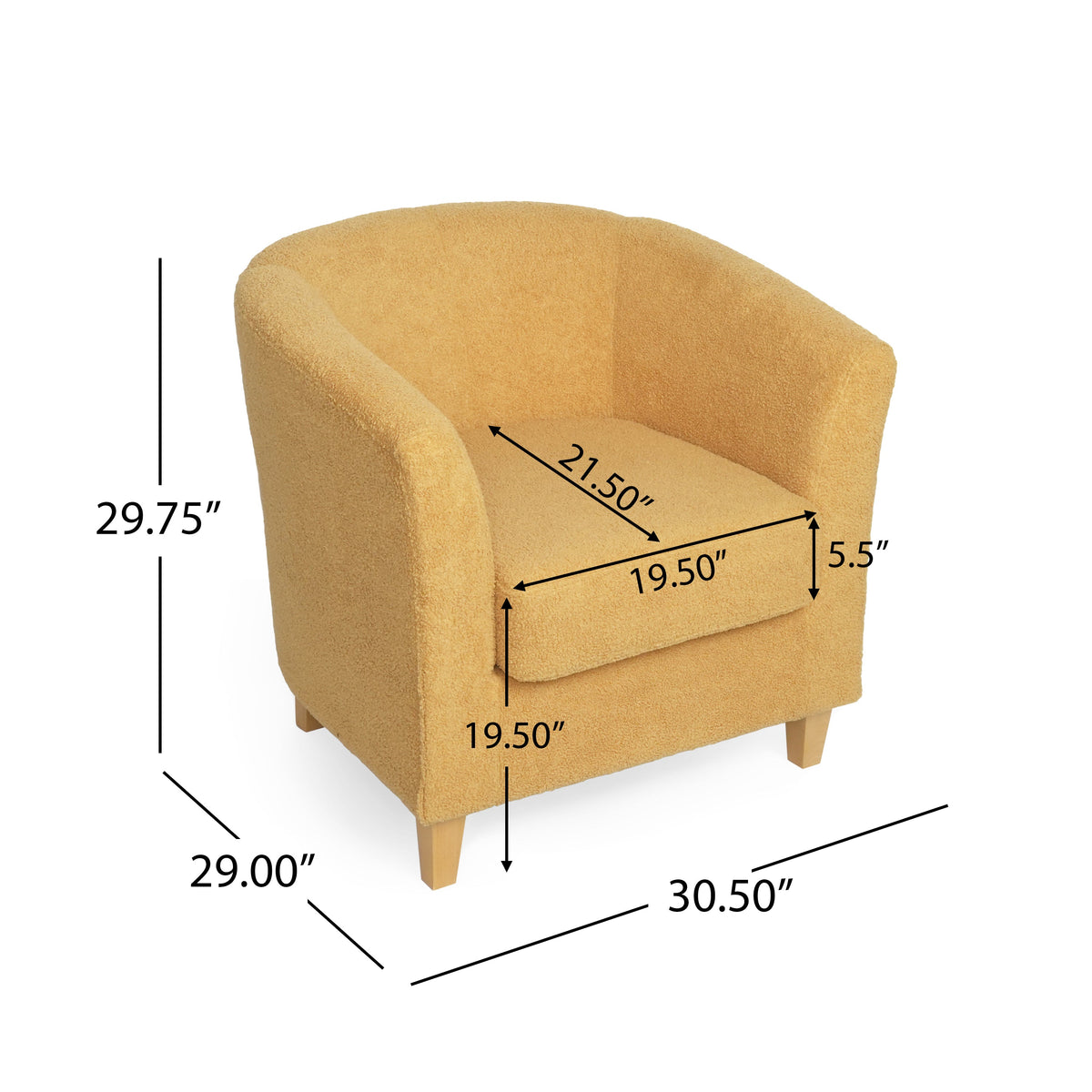 Mustard Boucle Tub Chair for Living Room Reading Nooks