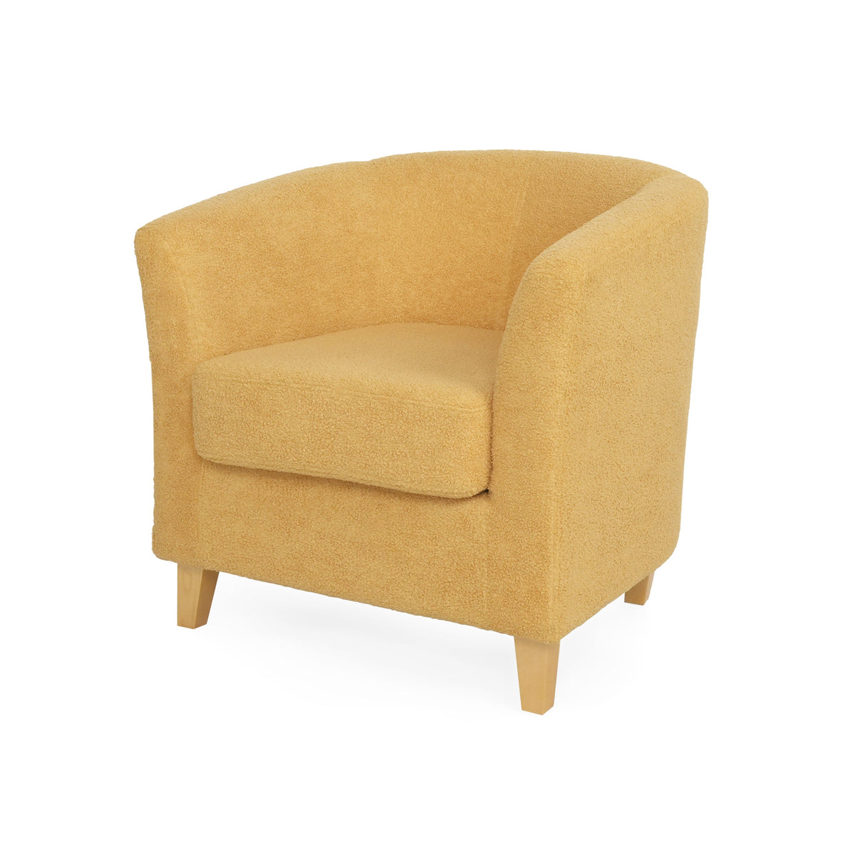 Mustard Boucle Tub Chair for Living Room Reading Nooks