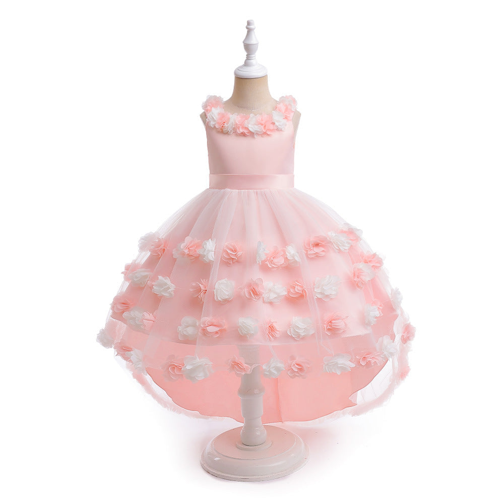 Girls' Cosplay Dress With Dramatic Floral Tulle Train
