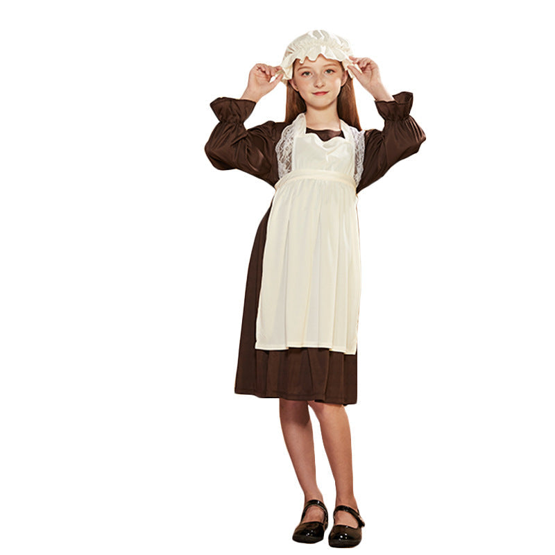 Victorian Maid Costume With Dress, Apron And Cap Set