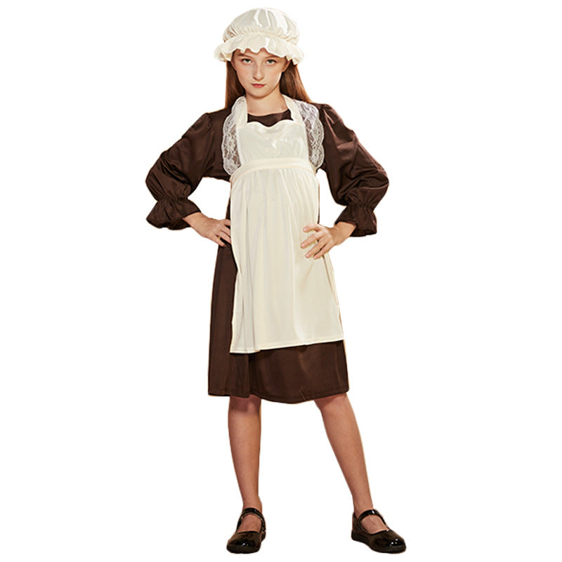 Victorian Maid Costume With Dress, Apron And Cap Set