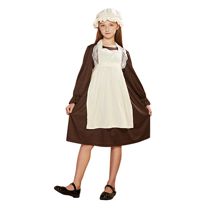 Victorian Maid Costume With Dress, Apron And Cap Set