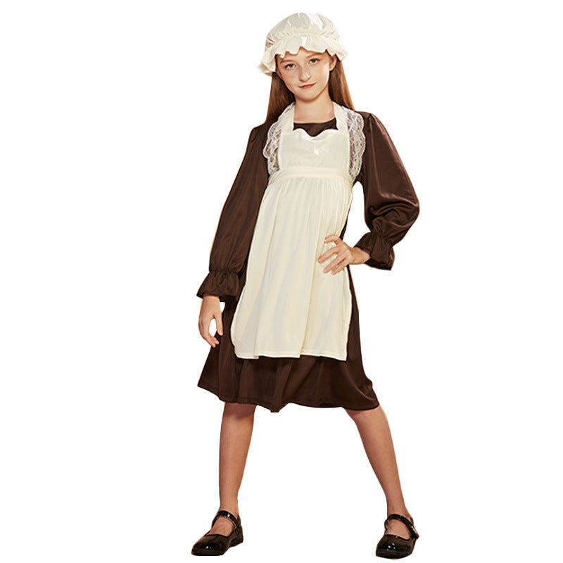 Victorian Maid Costume With Dress, Apron And Cap Set