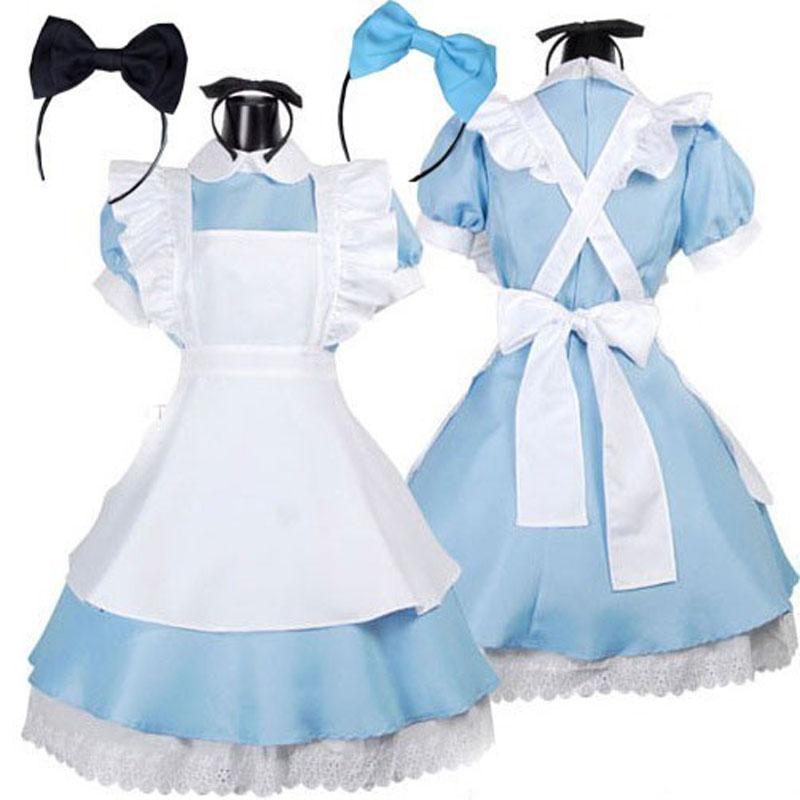 Lolita Maid Cosplay Dress With Ruffled Apron Costume