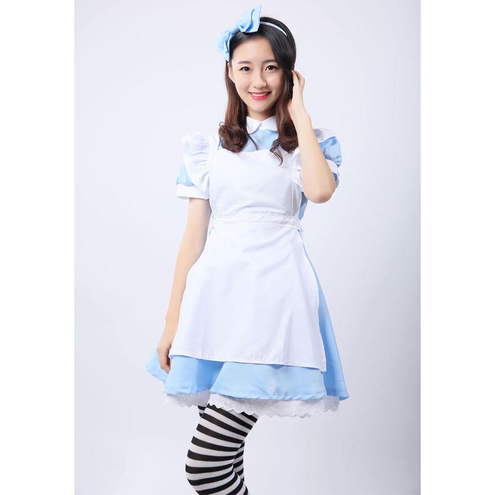 Lolita Maid Cosplay Dress With Ruffled Apron Costume