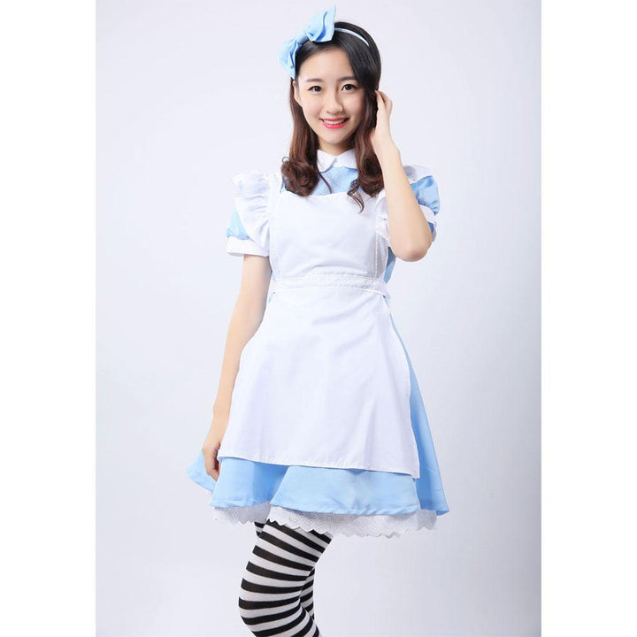 Lolita Maid Cosplay Dress With Ruffled Apron Costume