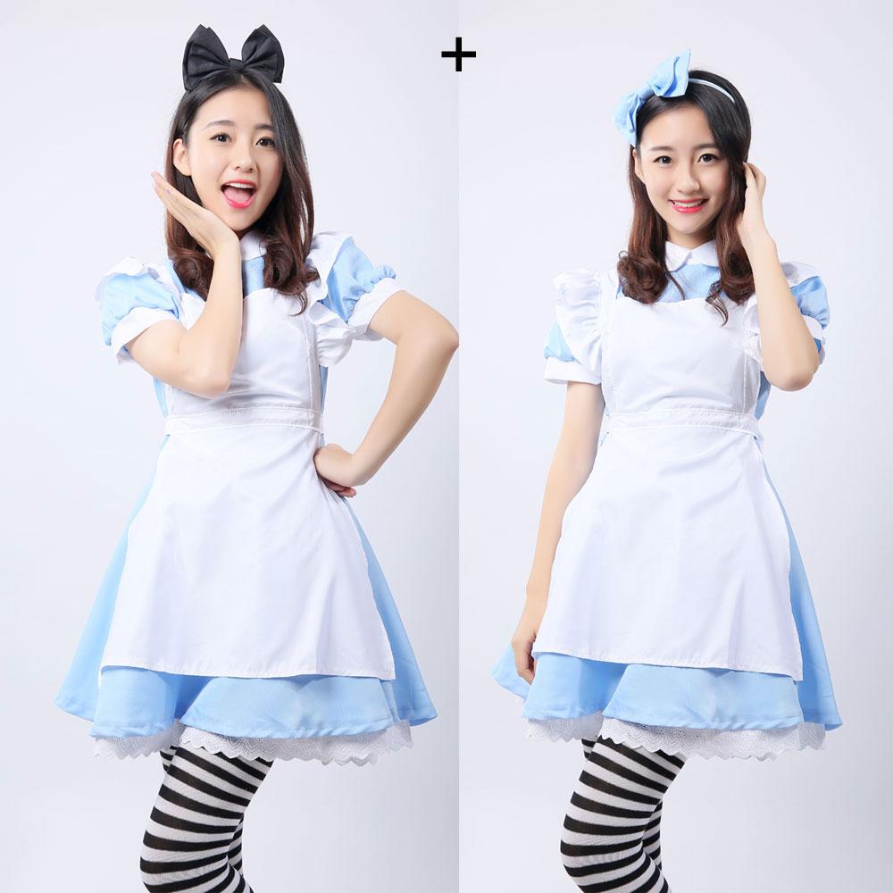 Lolita Maid Cosplay Dress With Ruffled Apron Costume