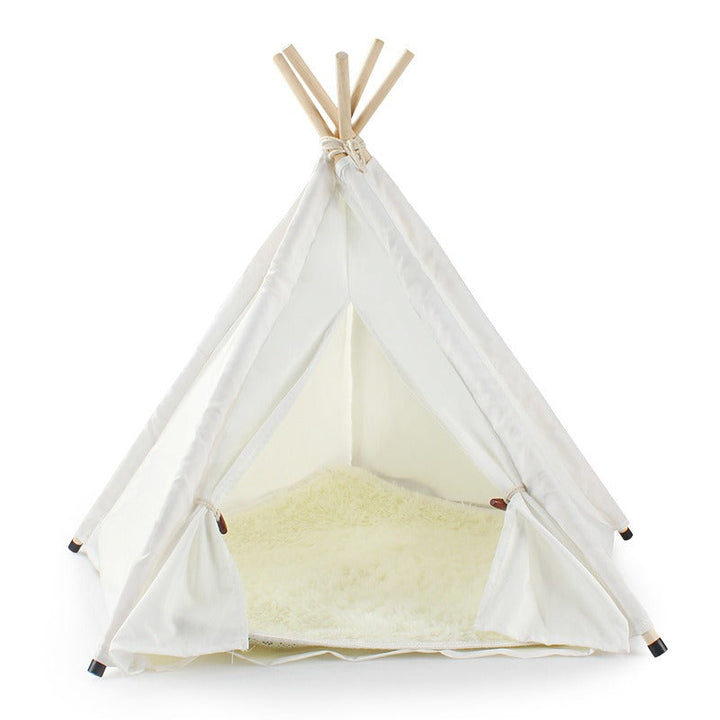Pet Teepee Bed with Plush Mat for Cozy Indoor Naps