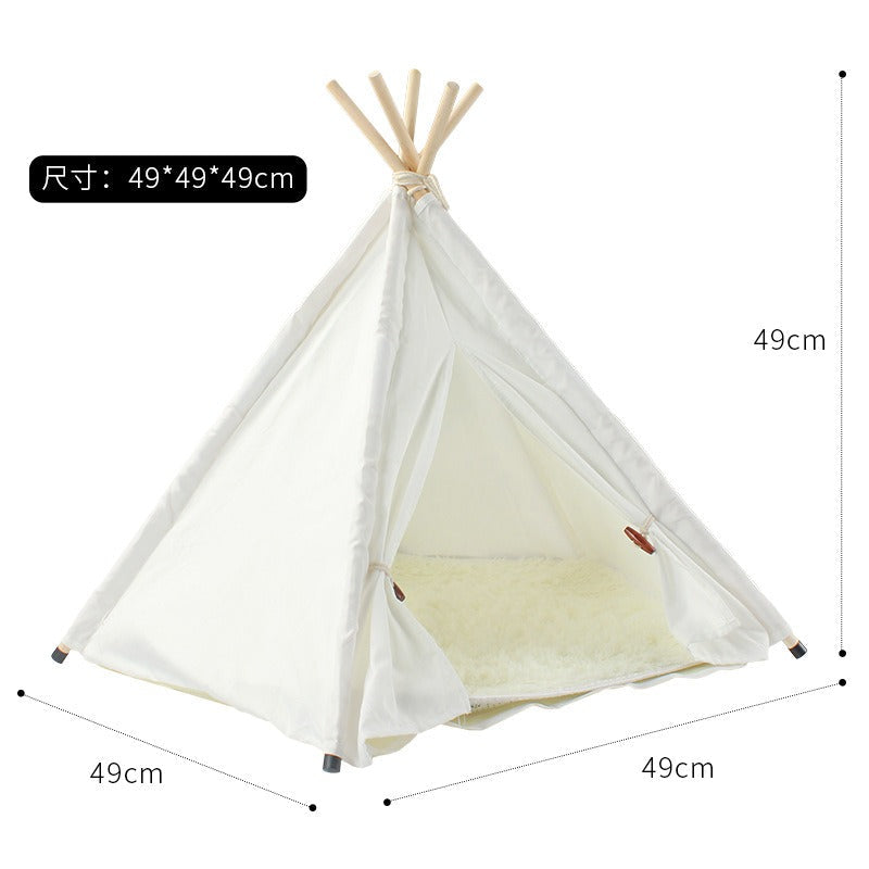 Pet Teepee Bed with Plush Mat for Cozy Indoor Naps