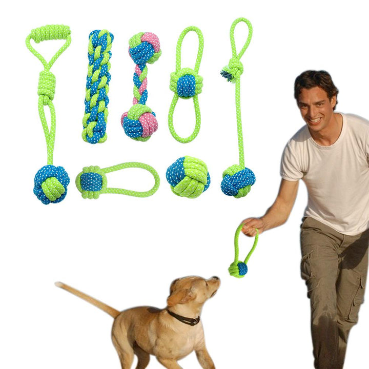 Cotton Rope Dog Toy Set: Tug, Fetch & Puppy Teething