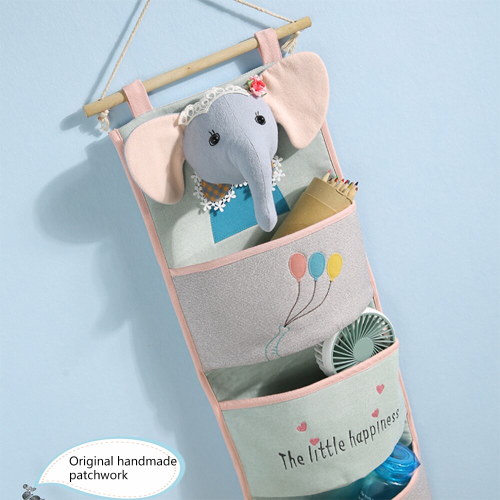 Wall Mounted Elephant Hanging Storage Bag for Kids Room